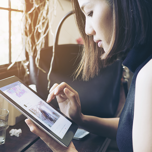 Woman working on a tablet