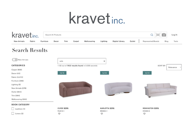 Kravet Inc. Ecommerce Site User Interface