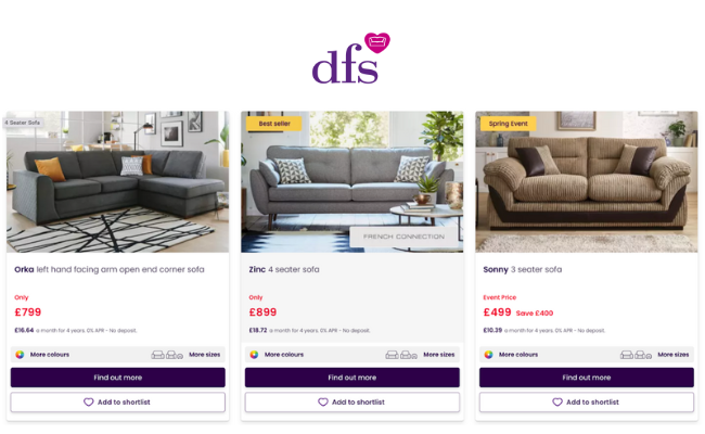 DFS Ecommerce Product Discovery made easy of Site User Interface